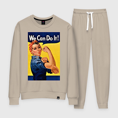 Женский костюм Мы можем сделать это - феминизм поп арт / Миндальный – фото 1