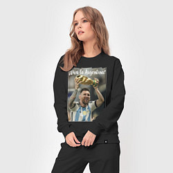 Костюм хлопковый женский Lionel Messi - world champion - Argentina, цвет: черный — фото 2