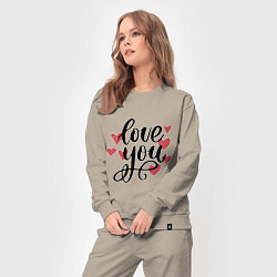 Костюм хлопковый женский Love U, цвет: миндальный — фото 2