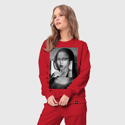 Женский костюм Мона Лиза с чупа чупсом - чёрно белая / Красный – фото 3