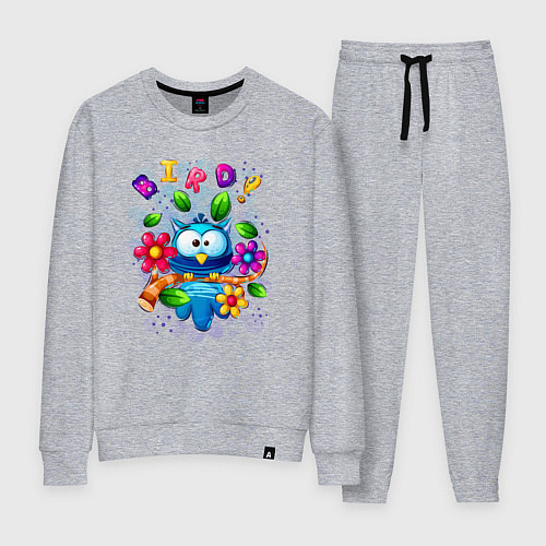 Женский костюм Птица на ветке и цветы / Меланж – фото 1