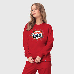 Костюм хлопковый женский Super dad, цвет: красный — фото 2