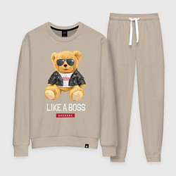 Костюм хлопковый женский Like a boss мишка, цвет: миндальный