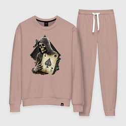 Костюм хлопковый женский Скелет с картой, цвет: пыльно-розовый