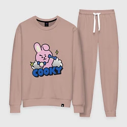 Костюм хлопковый женский Cooky BT21 Jungkook, цвет: пыльно-розовый