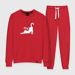 Костюм хлопковый женский Кошечка мяу мяу, цвет: красный