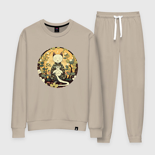 Женский костюм Медитирующий котик / Миндальный – фото 1