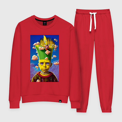 Женский костюм Bart Simpson - neural network - fantasy - art / Красный – фото 1