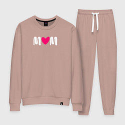 Костюм хлопковый женский Mom heart love, цвет: пыльно-розовый