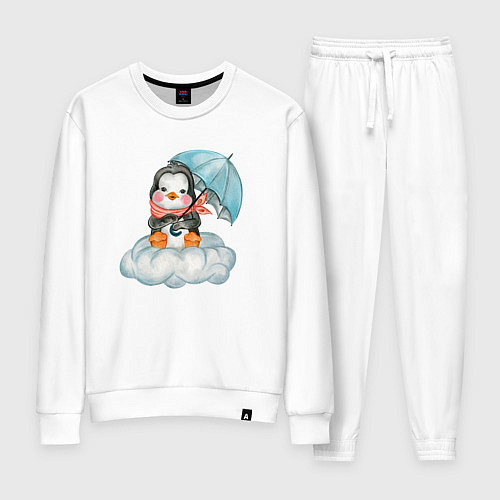 Женский костюм Пингвин на облаке с зонтом / Белый – фото 1