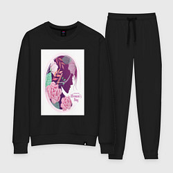 Костюм хлопковый женский Женский день акварель, цвет: черный