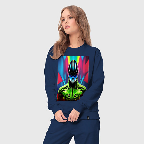 Женский костюм Alien - neural network - neon / Тёмно-синий – фото 3