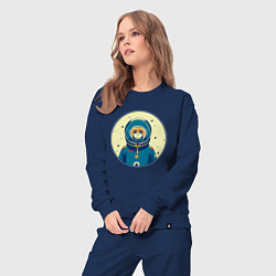 Костюм хлопковый женский Ретро обезьяна, цвет: тёмно-синий — фото 2