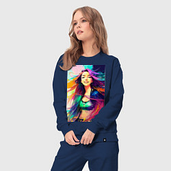 Костюм хлопковый женский Яркая красочная девушка, цвет: тёмно-синий — фото 2