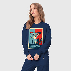 Костюм хлопковый женский Meow obey, цвет: тёмно-синий — фото 2