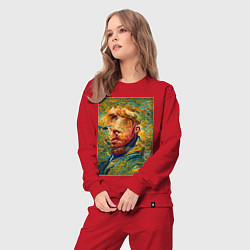 Костюм хлопковый женский Abstract Vincent van Gogh - surrealism self-portra, цвет: красный — фото 2