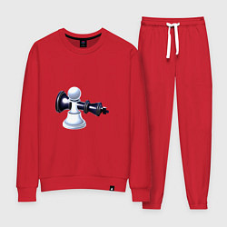 Костюм хлопковый женский Черный король белая пешка, цвет: красный