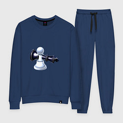 Костюм хлопковый женский Черный король белая пешка, цвет: тёмно-синий