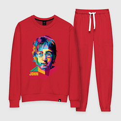 Костюм хлопковый женский John Lennon картина абстракция, цвет: красный