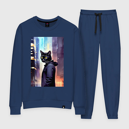 Женский костюм Чёрный котяра житель Нью-Йорка / Тёмно-синий – фото 1