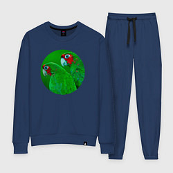 Костюм хлопковый женский Два зелёных попугая, цвет: тёмно-синий