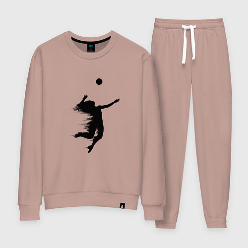 Женский костюм Черный силуэт девушки волейболистки / Пыльно-розовый – фото 1