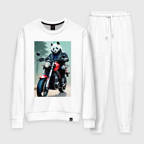 Женский костюм Panda - cool biker / Белый – фото 1