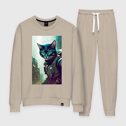Женский костюм Cool kitten - cyberpunk / Миндальный – фото 1