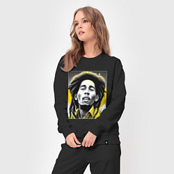 Костюм хлопковый женский Bob Marley Digital Art, цвет: черный — фото 2