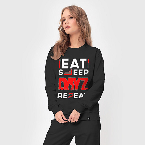 Женский костюм Надпись eat sleep DayZ repeat / Черный – фото 3