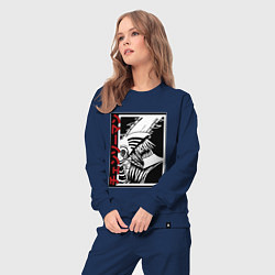 Костюм хлопковый женский Человек бензопила в движении арт, цвет: тёмно-синий — фото 2