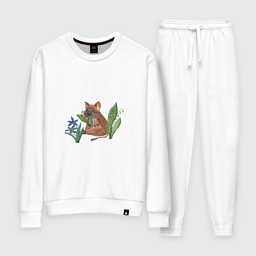 Женский костюм Кабанчик с весенними цветами / Белый – фото 1