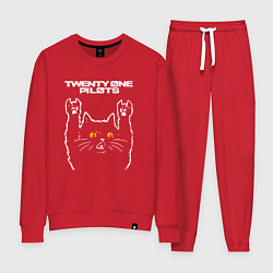 Костюм хлопковый женский Twenty One Pilots rock cat, цвет: красный