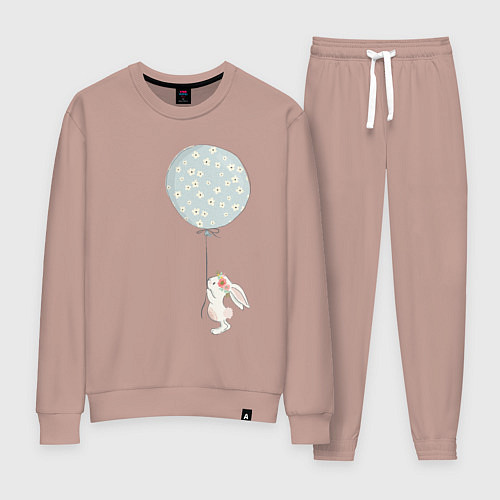 Женский костюм Милый кролик с шариком в цветочек / Пыльно-розовый – фото 1