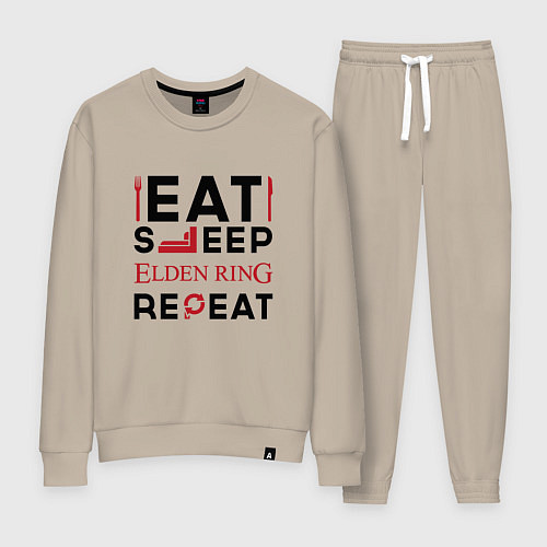 Женский костюм Надпись: eat sleep Elden Ring repeat / Миндальный – фото 1