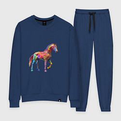 Костюм хлопковый женский Конь геометрик, цвет: тёмно-синий