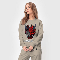 Костюм хлопковый женский Samurai logo, цвет: миндальный — фото 2