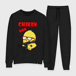 Костюм хлопковый женский Chicken machine gun, цвет: черный