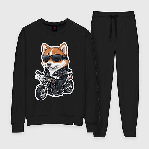 Женский костюм Shiba Inu собака мотоциклист / Черный – фото 1
