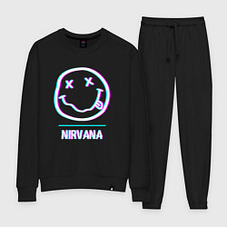 Костюм хлопковый женский Nirvana glitch rock, цвет: черный
