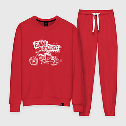 Костюм хлопковый женский Gimme danger - motorcycle - motto, цвет: красный