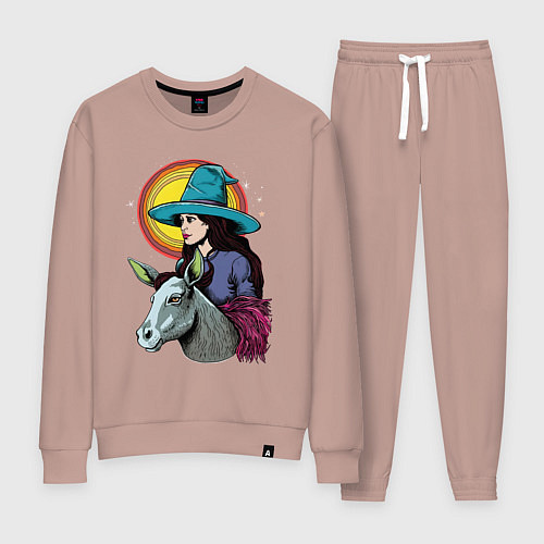 Женский костюм Ведьма и осел comic style / Пыльно-розовый – фото 1