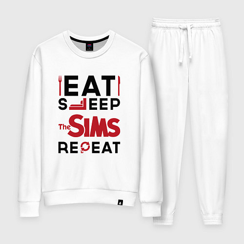 Женский костюм Надпись: eat sleep The Sims repeat / Белый – фото 1