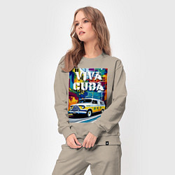 Костюм хлопковый женский Viva Cuba - car - retro, цвет: миндальный — фото 2