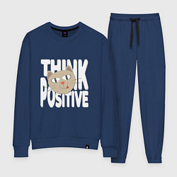 Женский костюм Забавный кот и надпись Think positive