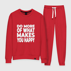 Костюм хлопковый женский Надпись Do more of what makes you happy, цвет: красный