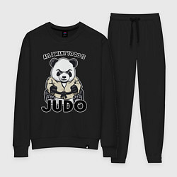 Костюм хлопковый женский Дзюдо панда, цвет: черный