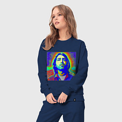 Костюм хлопковый женский Kurt Cobain Glitch Art, цвет: тёмно-синий — фото 2