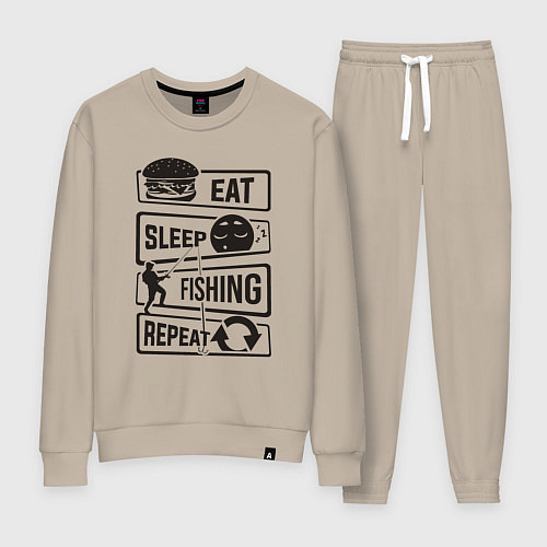 Женский костюм Eat sleep fishing repeat / Миндальный – фото 1