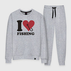 Костюм хлопковый женский I love fishing, цвет: меланж